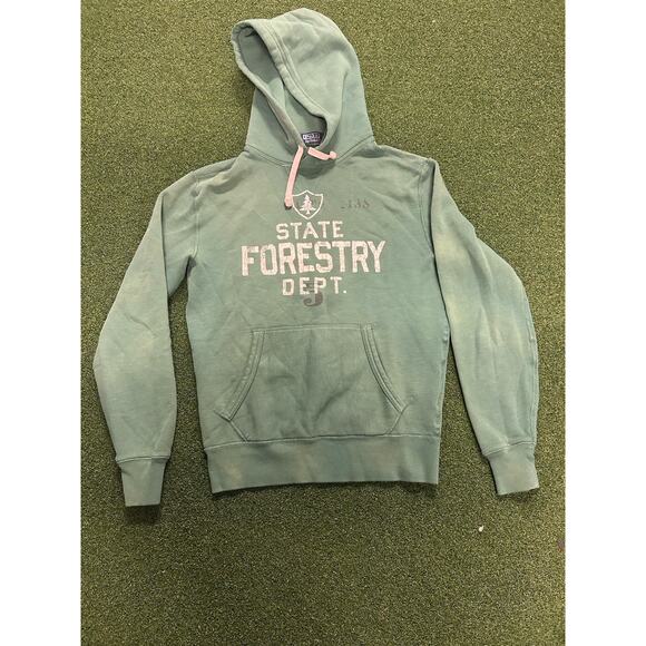 Vintage Ralph Lauren Hoodie Size Xs Green Pullover Sweatershirt Y2K READ - Picture 1 of 4